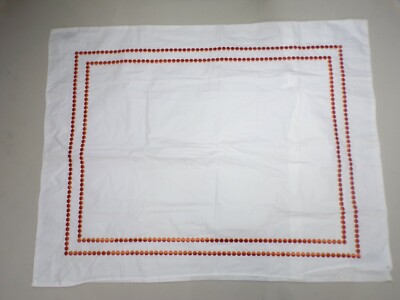 Pottery Barn Pearl Embroidered 280 Thread Count Sham Standard Clementine Orange -image