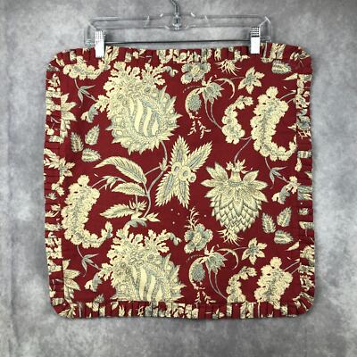 Pottery Barn Pillow Cover Sham Floral Ruffle Trim Cotton Linen Blend 18 x 18-image