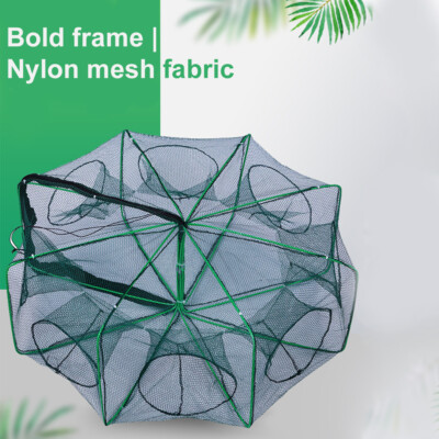 6/8 holes Fishing Bait Trap Crab Net Shrimp Cast Dip Cage Fish Foldable umbrella-image