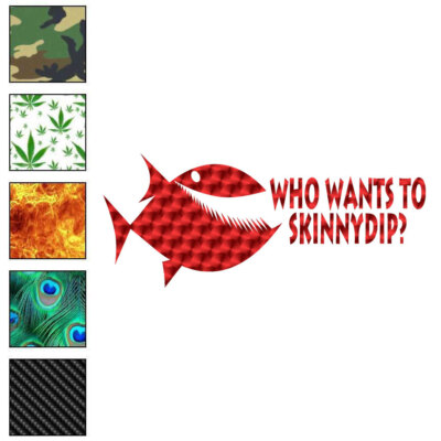Skinny-dip Piranha, Vinyl Decal Sticker, 40 Patterns & 3 Sizes, #6051-image