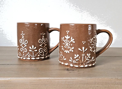 Pottery Barn Gingerbread Village Stoneware Mugs NEW IN ORIGINAL PACKAGING S/2-image