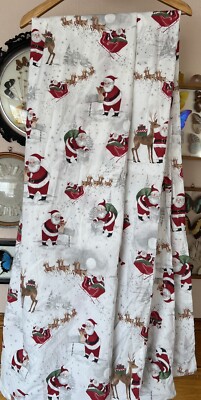 Pottery Barn Kids Organic Heritage Santa TWIN Duvet Cover Holiday Decor Xmas-image