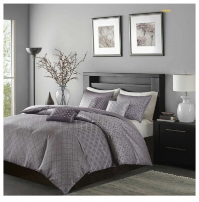 Madison Park MP12-3053 Biloxi 6 Piece Duvet Cover Set Full/Queen - Purple-image