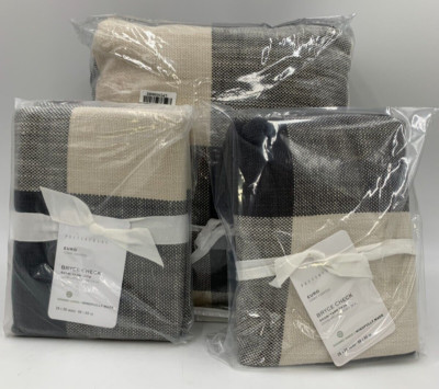 Pottery Barn Bryce Buffalo Check King Cal King Duvet 2 Shams Euro Charcoal 7967H-image