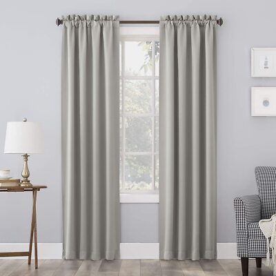 Sun Zero Kenneth Blackout Single Rod Pocket Curtain Panel Solid Silver 40