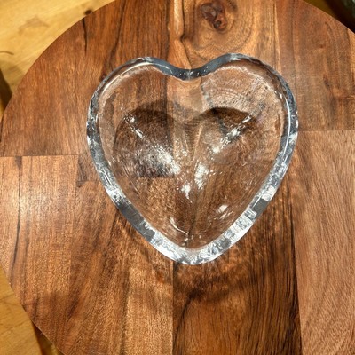 Simon Pearce Highgate Heart Shaped Trinket Dish Signed Glass 5 by 5 inches-image