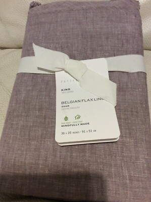 Pottery Barn Belgian Flax Linen Double Flange Standard Sham NWT Lavender Purple-image