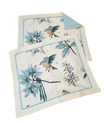 2 Standard Pillow Shams Madison Park Quincey Leaf And Bird Blue-image