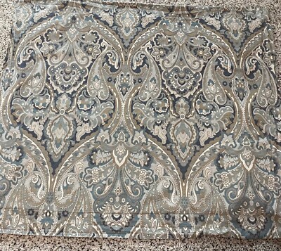 1- Pottery Barn Cotton McKenna Paisley Standard Pillow Sham Blue Gray-image