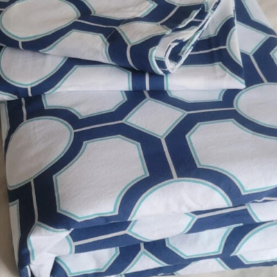 POTTERY BARN NOVA GEOMETRIC BLUE/AQUA/WHITE FULL /QUEEN DUVET-image