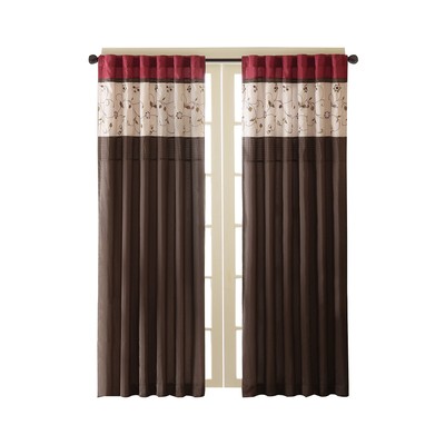 Serene Embroidered Light Filtering Treatment Curtain Rod Pocket/Back Tab Sing...-image