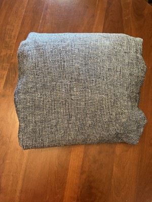 Pottery Barn Belgian Flax Linen Waffle Weave Full/Queen Duvet Cover Midnight Blu-image