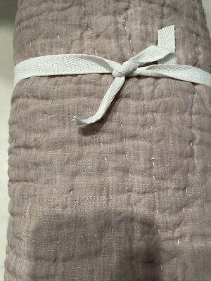 Pottery Barn Belgian Flax Linen Handcrafted Quilted Sham King Smoky Quartz New-image