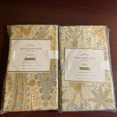 Pottery Barn Naturals Blythe Paisley Sham Organic Standard Pillow Cover NIP NEW-image