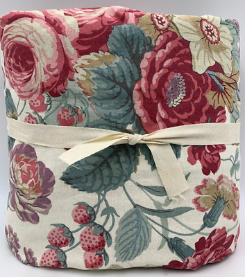 Pottery Barn Elia Floral Reversible Cotton Linen Duvet Cover King Cal King 8336P-image