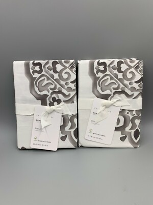 Pottery Barn Asher Medallion Organic Percale Shams Euro S/2 Gray 9546H-image
