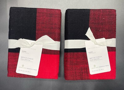 POTTERY BARN BRYCE CHECK SET OF 2 EURO SHAMS BRAND NEW R/B-image