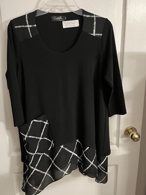 Sympli Artsy Top Longer W/a Big Pocket & Dipped Sides Size 10 M L-image