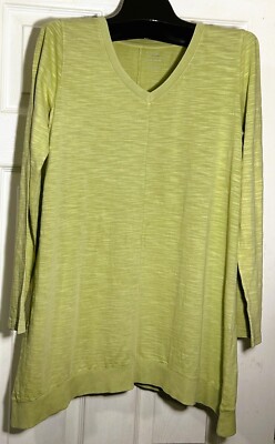 Pure J.Jill women size L dipped hem tunic Top stretch Pima cotton Green New-image