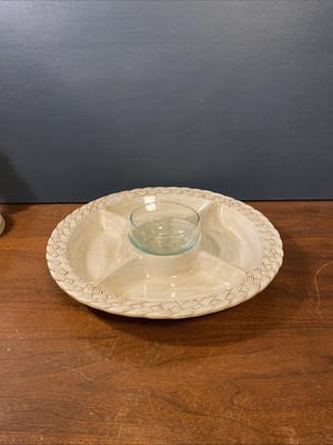 Vintage Divided Chip/Veggie Tray & Dip Dish 14” X 14” Harry & David Portugal-image