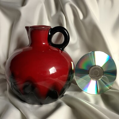 Signed Studio Pottery Handpainted Art Deco Oxblood Red Glaze Porcelain Ball Vase-image