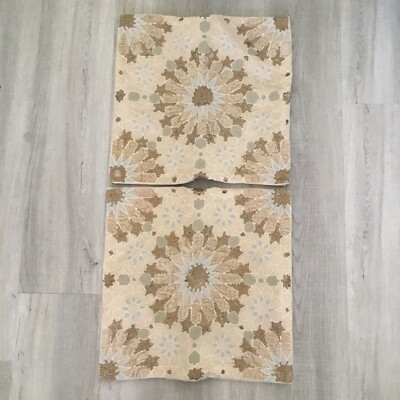 Pottery Barn 18X18 Sequined Cream With Light Blue Pillow Cases Covers Lot of 2-image