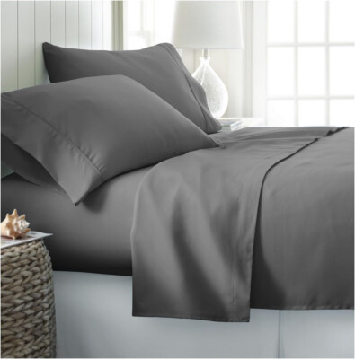 Ienjoy Home Bed Sheet Set, Ultra Soft 4 Piece, Gray, Twin XL-image