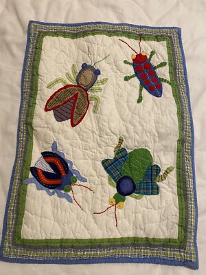 Pottery Barn Kids Max Bug Insect Quilted Bed Pillow Shams Standard Embroidered -image
