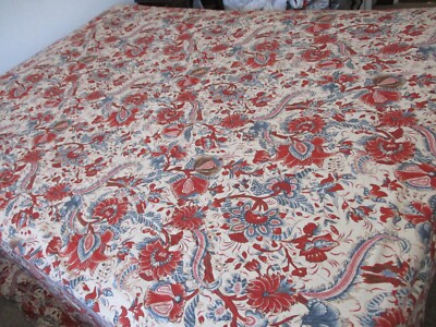 Pottery Barn Duvet Cover Full Size Jacobean Floral Rust Brown Blue Cotton-image
