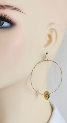 Large PVD Gold Hoop Donut Charm Earrings Cute Boho Chic Women's Fashion Jewelry-image