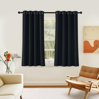 Black Out Curtain for Kitchen Over Sink, Grommet Thermal Curtain Window Treat...-image
