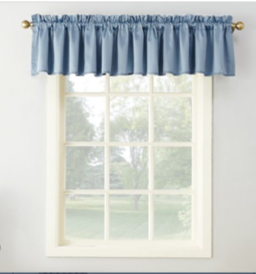 Sun Zero Kylee Rod Pocket Room Darkening Window Valance 54 x 18in Vintage Blue-image