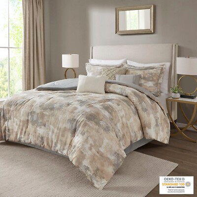 Madison Park Beacon 7 Piece Textured Cotton Blend Comforter Set-image