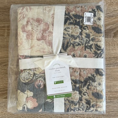 Pottery Barn Rosalyn Patchwork Pillow Sham Euro 26x26 NWT-image