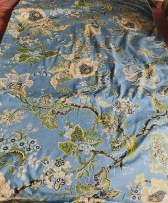 Pottery Barn Country Floral Duvet Cover Blue Yellow Gold Queen 2 Std Sham Rare-image