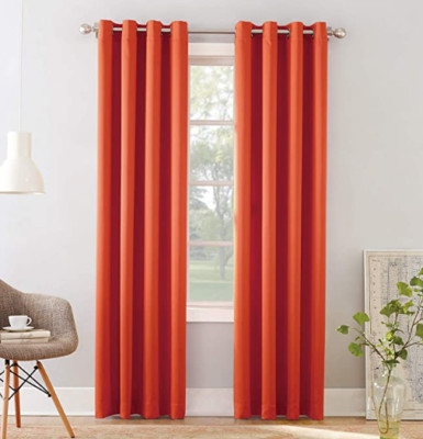 Sun Zero Barrow Grommet Curtain Panel, 54 W x 84 L Tangerine Orange-image