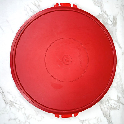 Vintage - Tupperware 405-1 Red Divided Serving Tray with Maroon Lid veggie & dip-image
