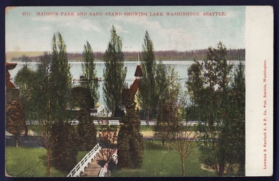 Madison Park and Band Stand Showing Lake Washington Seattle UDB Free Shipping-image