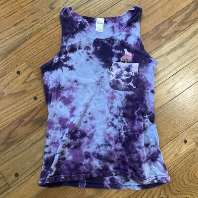 Mens Large Tie Dye Tank Top Purple Mushrooms Lord Nermal Cat Rip N Dip Cotton-image