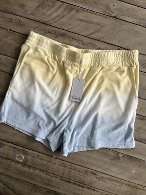 Rails Jane Yellow White Sky Blue Dip Dye Reverse Terry Shorts Women's XL NWT-image