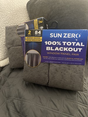 NEW Sun Zero 100% Blackout Curtains 84” 2 Panel– Noise Reducing + Energy Saving-image
