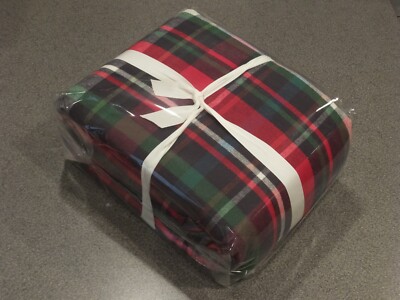 New RARE 7PC Pottery Barn Declan Plaid King Duvet w Shams & Garnet Throw Blanket-image