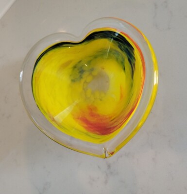 Glass Eye Studio Art Glass Heart Trinket Dish Made in USA-image