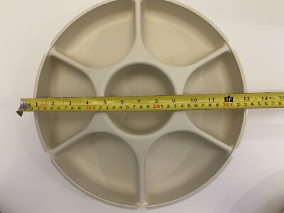 Tupperware Divided Veggie Party Tray Dip Bowl 1665 White With Lid 1666-image