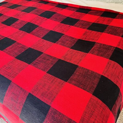 Pottery Barn Bryce Buffalo Check Duvet Cover King Red Black 100% Cotton Classic-image