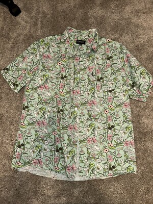 Rip N Dip Men’s Blue Cat Print Hawaiian Camp Button Down Shirt Size L-image