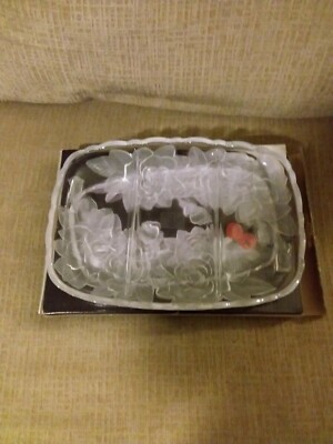 Studio Nova Frosted Glass Winter Rose Divided Relish  Platter 11.5