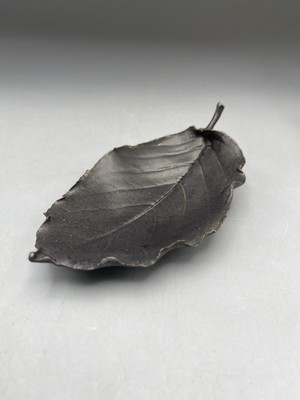 Studio Pottery Bronze Fallen Leaf Dish Trinket Dish Ring DIsh Unsigned-image