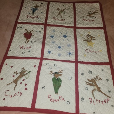 Pottery Barn Kids Reindeer Quilt Crib Size 86