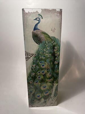 Fringe Studio 12” Square Collage Vase Peacock Flowers Letters Patterns Toile-image